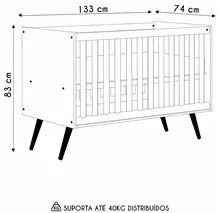 Berço Americano Mini Cama Retrô Q Encanto Freijó/Branco - Qmovi