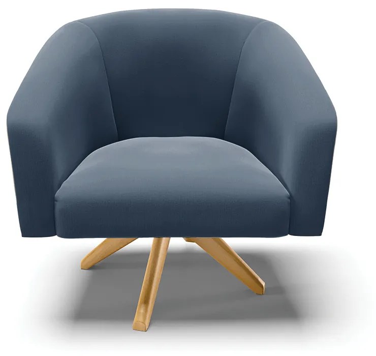 Poltrona Decorativa Giratória MA30 Stella Suede D03 - D'Rossi - Azul Marinho