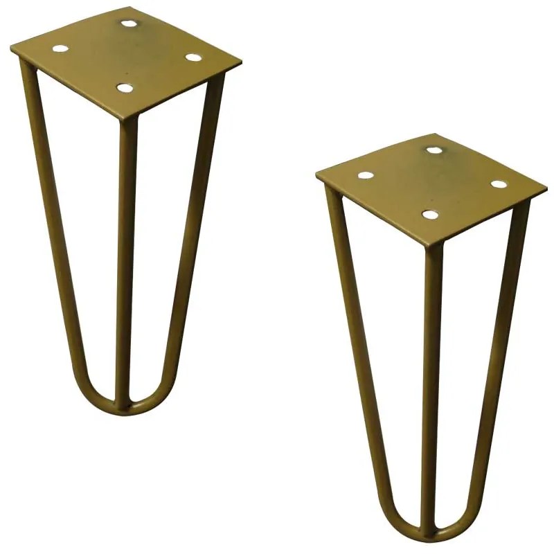 Kit 2 Pés de Metal 15 CM Hairpin Legs Mesas de Centro Puffs Dourado G41