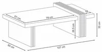 Mesa de Centro com Espelho para Sala de Estar 107cm Luna Nature/Preto