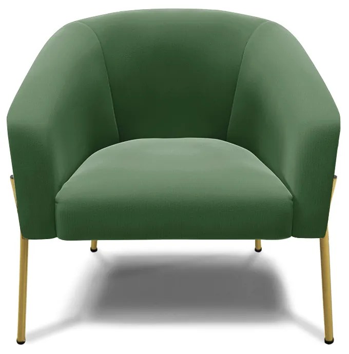 Poltrona Decorativa Pé de Ferro Dourado Stella Suede Verde D03 - D'Rossi
