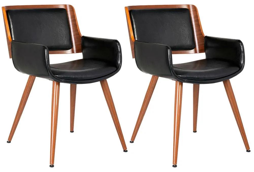 Kit 02 Cadeiras Decorativas de Escritório Recepção Fixa Maltra PU Preto - Gran Belo
