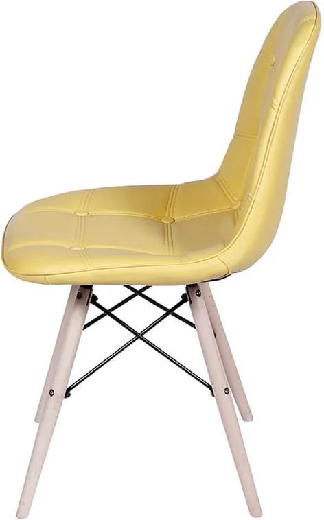 Cadeira Anne em Poliuretano Acolchoado C/ Botonê Amarela