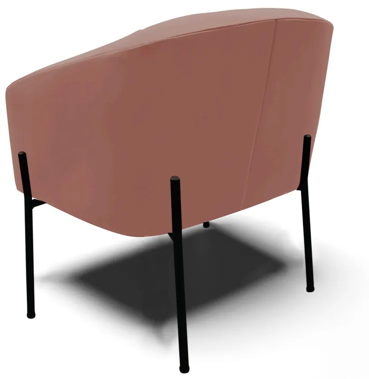 Poltrona Decorativa Pé de Ferro Preto Stella Suede Veludo Rosê D03 - D'Rossi