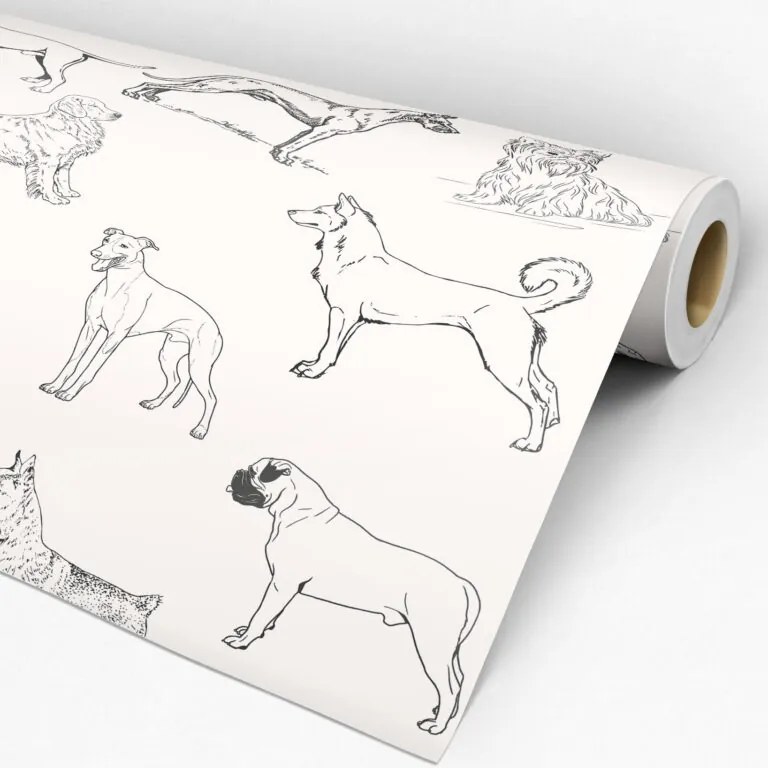 Papel de parede adesivo animal desenho cachorros