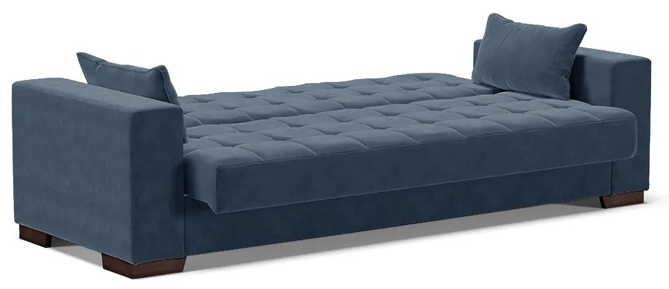 Sofá Cama 02 lugares Lisboa Suede Pés de Madeira - D'Rossi - Azul Marinho