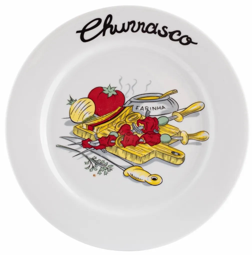 Prato Raso 26Cm Porcelana Schmidt - Dec. Churrasco 2435