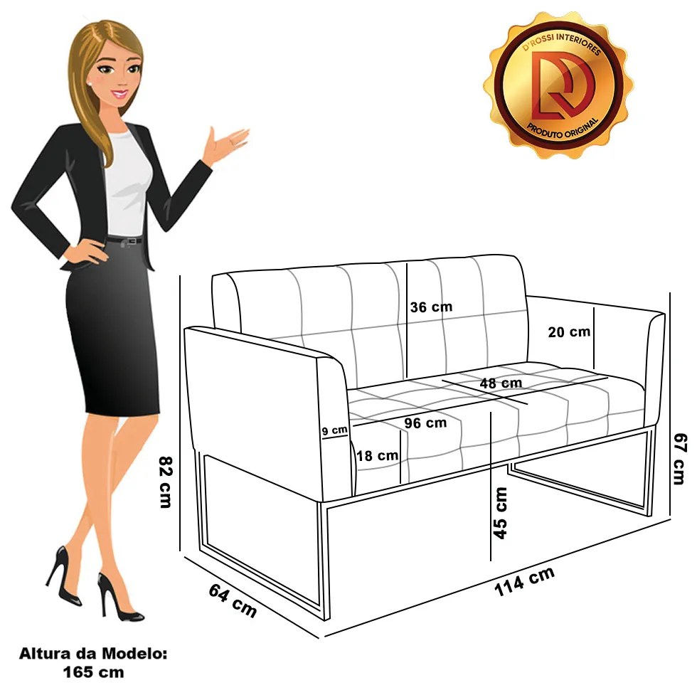 Sofá Namoradeira 2 Lugares Industrial Dourado Elisa Bouclê D03 - D'Rossi - Terra