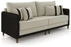 Sofá 3 Lugares Living 192cm Zoe Z08 Veludo Bege/Preto - Mpozenato