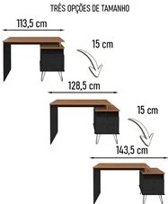 Mesa Escrivaninha Estilo Industrial Flex Lux A06 Freijó/Preto - Mpozen