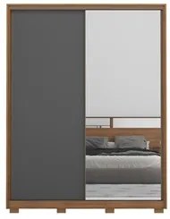 Guarda Roupa Casal 180cm Com Pés 2 Portas de Correr 1 Espelho Épico D0