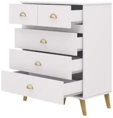 Cômoda Para Quarto 91cm 5 Gavetas Ibiza Flex Branco/Camarim - Vila Ric