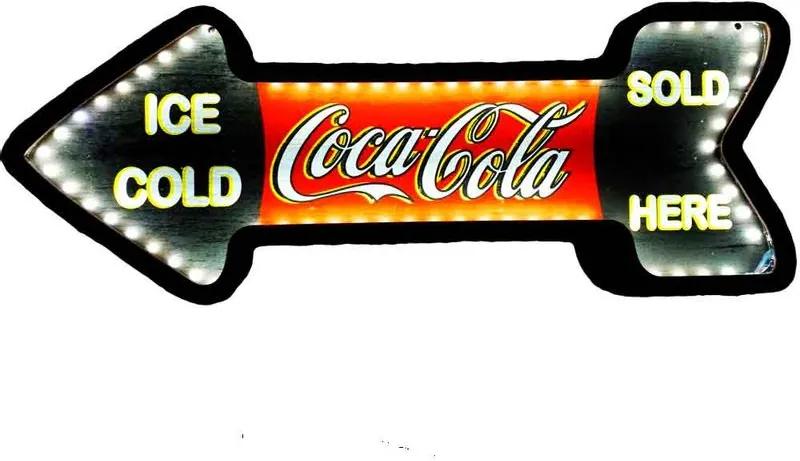 Placa Decorativa Mdf Com Led Seta Retrô Coca Cola