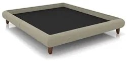 Cama King Base Box 193x203cm Pés Madeira Cold P02 Veludo Bege - Mpozen