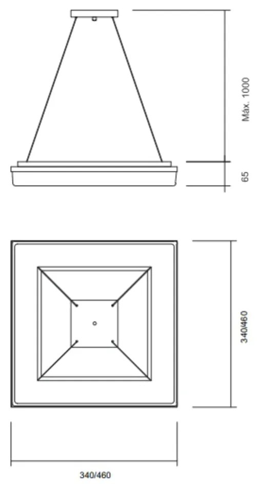 Pendente Vivaz 46X46Cm Led 36,8W Bivolt / Base Vazada | Usina 19022/46 (FN-F - Fendi Fosco, 3000k)