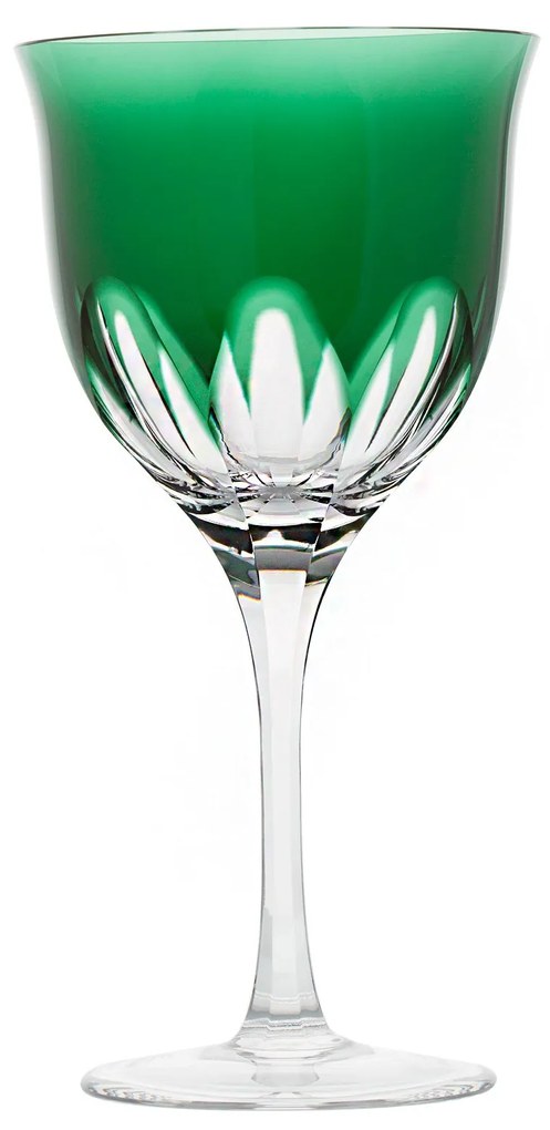 Taça de Cristal Lapidado P/ Vinho Branco Verde Escuro - 45