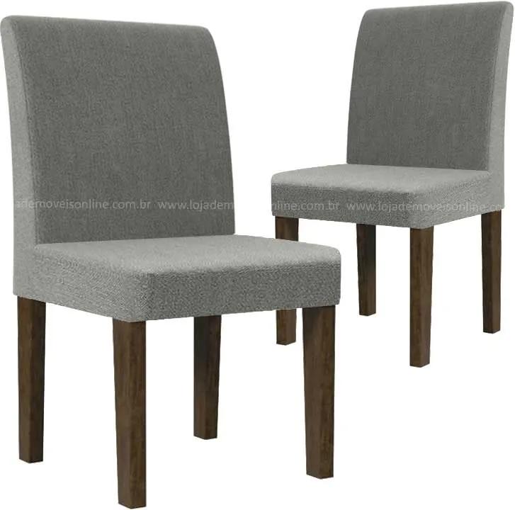Cadeira Para Sala De Jantar Europa Rv Móveis (2 Unidades) - Noce/cinza