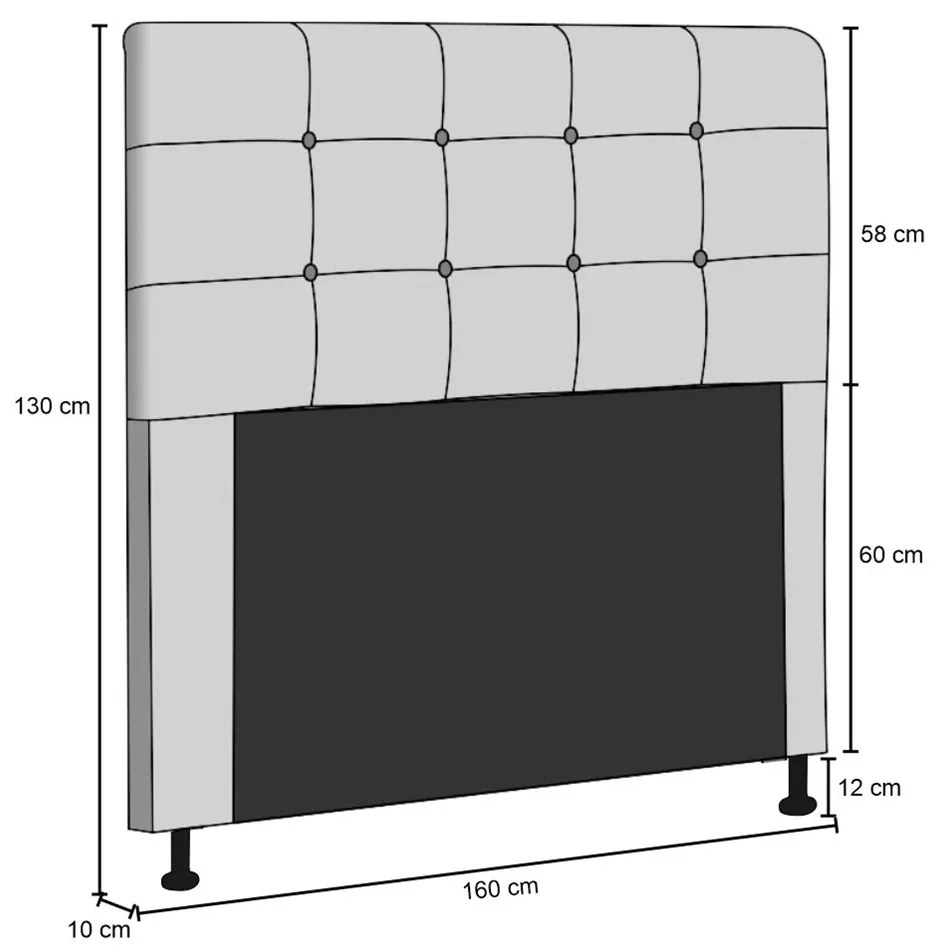 Cabeceira Safira Para Cama Box Queen 160 cm Linho - D'Rossi - Cinza