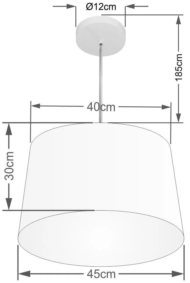 Lustre Pendente Cone Md-4247 Cúpula em Tecido 30/45x40cm Branco - Bivolt