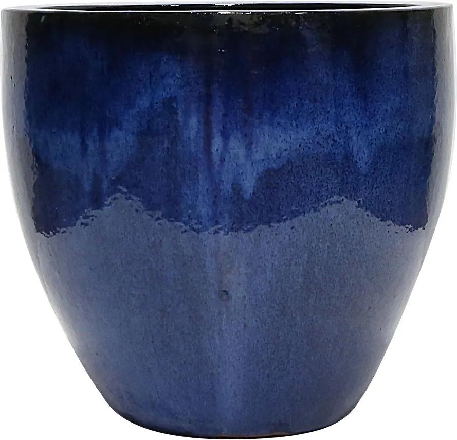 Vaso Vietnamita Cerâmica Importado Short EGG Azul D61cm x A63cm