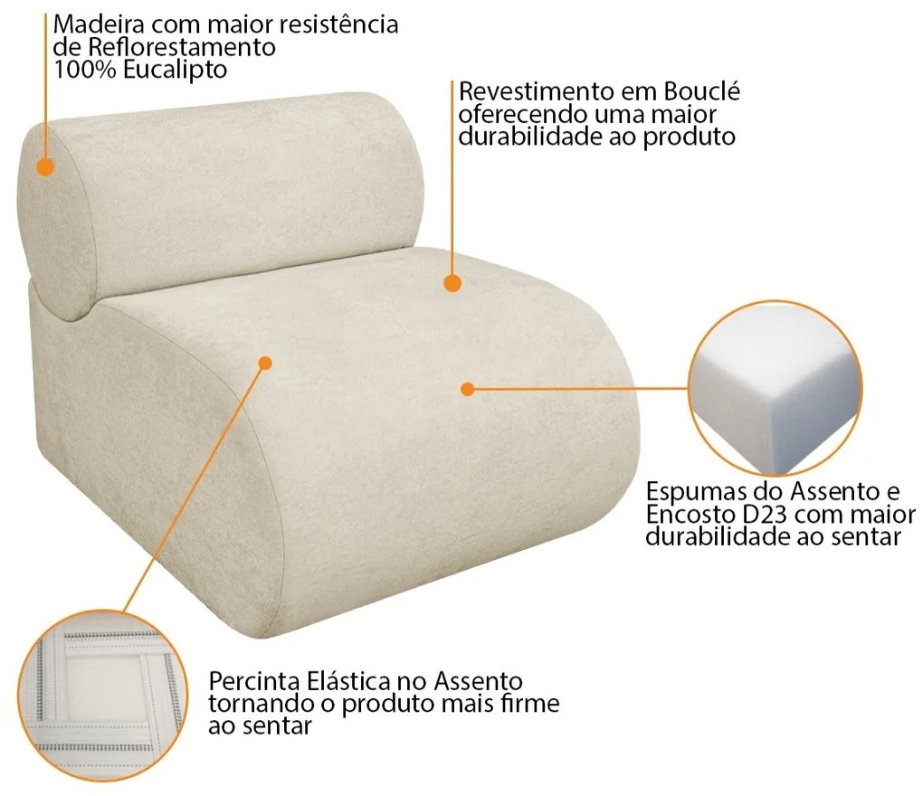 Kit 2 Poltronas Decorativas Orgânica Escritório Recepção Sala Virgínia Bouclé - ADJ Decor