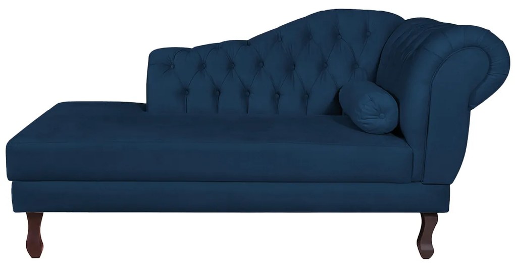 Recamier Diana 185cm Lado Esquerdo Suede Azul Marinho - ADJ Decor