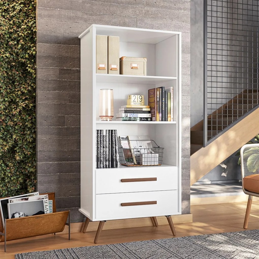 Livreiro Estante 2 Gavetas Cusco Q01 - ADJ Decor