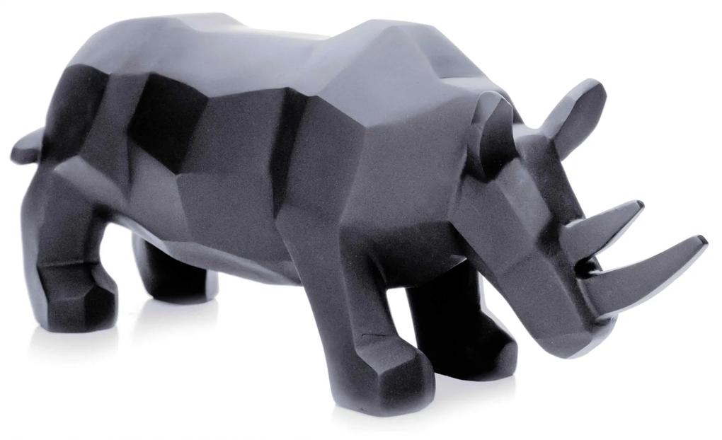Escultura Decorativa Rinoceronte em Resina Cinza 15,5x31 cm -  D'Rossi