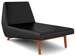 Chaise Longue Divã 155cm Pés Madeira Liz D06 Sintético Preto - Mpozena