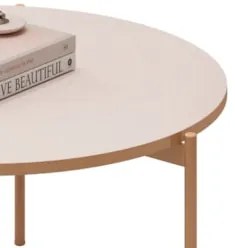 Mesa de Centro Redonda Para Sala Pé Metal Nala D04 Off White - Mpozena