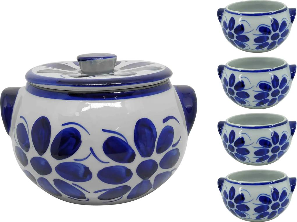 Jogo de Sopa em Porcelana Azul Colonial 5 peças