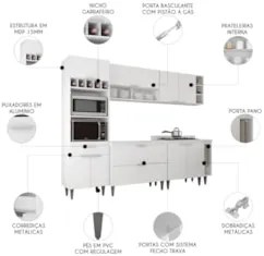 Armário de Cozinha CP07 Para Pia 100cm Pérola Z34 Branco    - Mpozenat