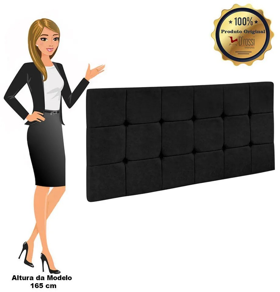 Cabeceira Painel Sleep para Cama Box Casal 1,40 m Suede Preto - D'Rossi