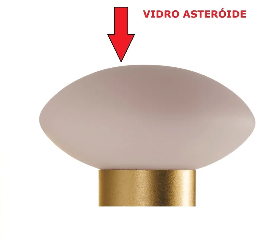 Pendente Sakai Ø92,5X55Cm 5Xg9 Vidro Disco Asteroide / Haste Fixa | Us... (AV-M - Avelã Metálico, FOSCO)