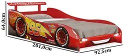 Cama Infantil com Aerofólio 100%MDF Relâmpago McQueen Star P13 Vermelh