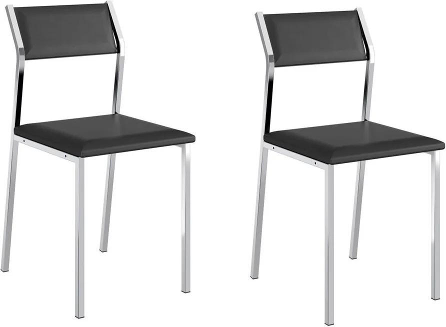 Cadeiras para Cozinha Kit 2 Cadeiras 1709 Preto/Cromado - Carraro Móveis