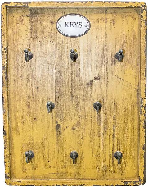 Porta Chaves Amarela com 8 Ganchos Keys