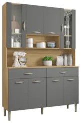 Armário de Cozinha Compacta 121cm Bruna Z06 Freijó/Gris - Mpozenato