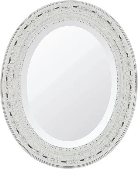 Espelho Oval Bisotê Branco Provençal Médio