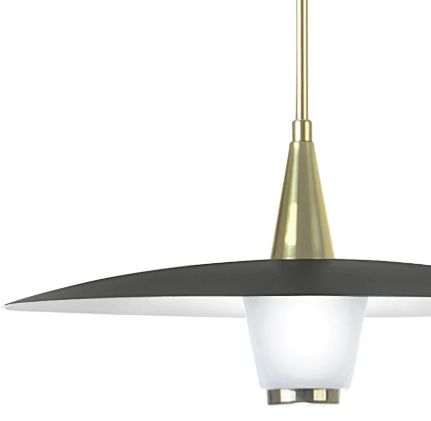 Pendente Eclisse Ø33X36Cm Disco Curvo Metal Alumínio E Vidro 01Xled 9W... (DENIM / HONEY)