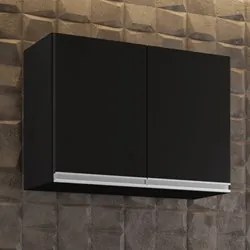 Armário Aéreo 80cm 2 Portas Califórnia Preto - Lumil Móveis