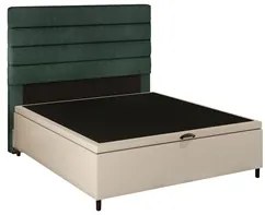 Cabeceira com Base Cama Box Baú Casal 138x188cm Hit ID5 Corano Bege/Li