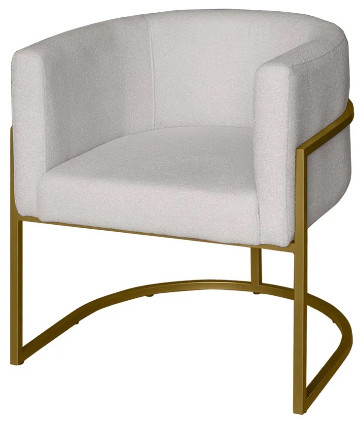 Poltrona Base Industrial Dourado para Sala Lety Blouclê Off White