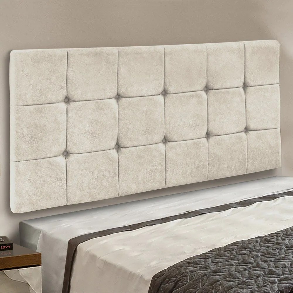 Cabeceira Painel Sleep para Cama Box Solteiro 1,00 m Suede Bege - D'Rossi