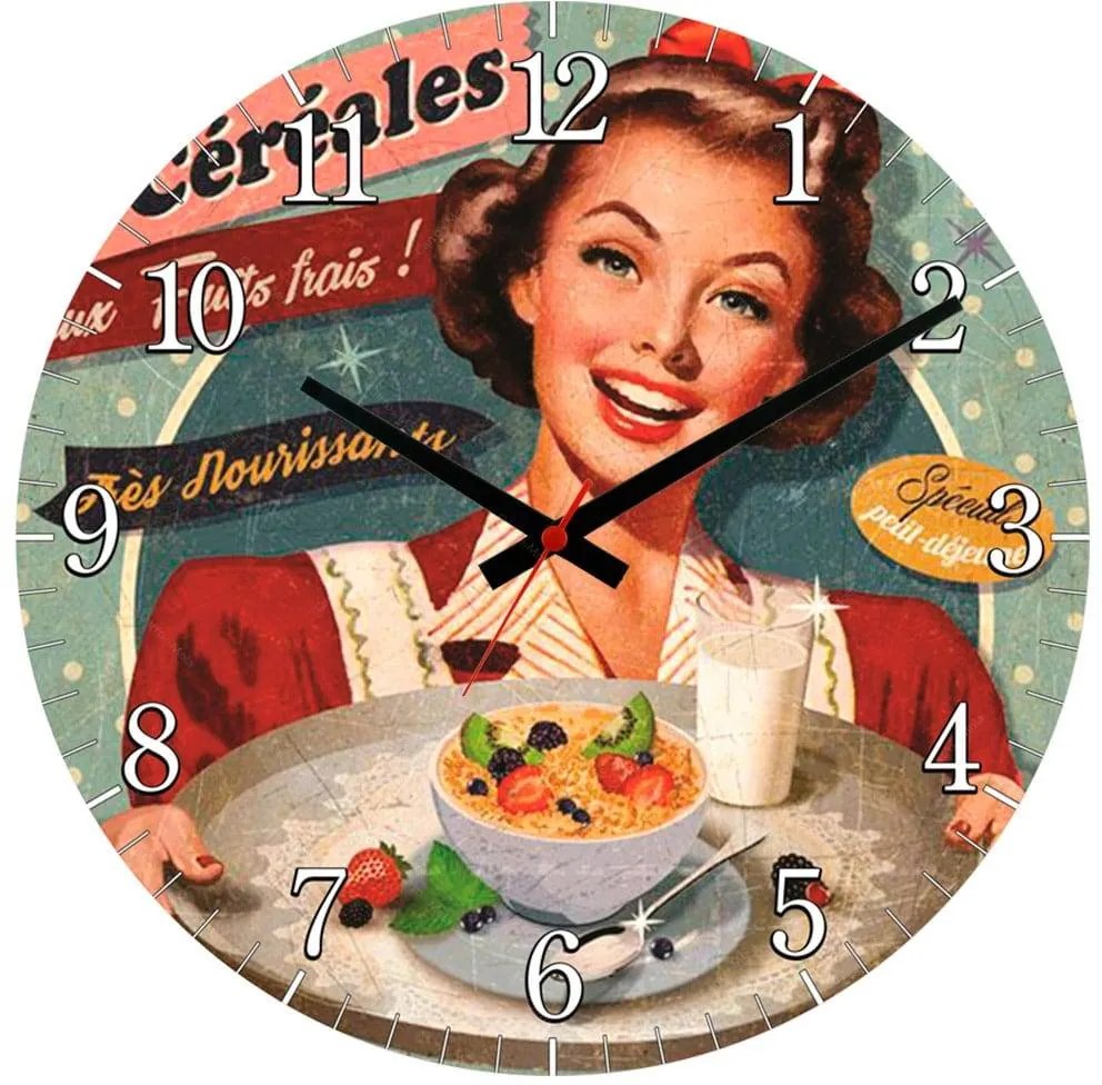 Relógio de Parede Les Céréales em MDF - 28 cm