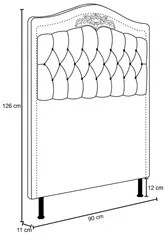 Cabeceira Cama Box Solteiro 90cm com Tachas Imperial Veludo J02 Vinho