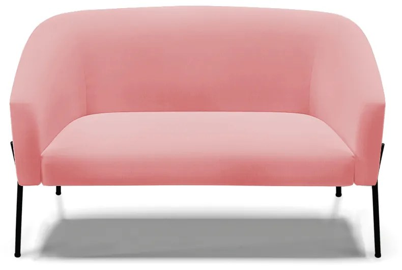 Sofá 2 Lugares Namoradeira Pé de Ferro Preto Stella Suede D03 - D'Rossi - Rose