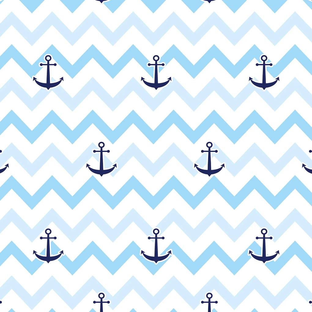 Papel de parede adesivo Chevron marinheiro azul e branco