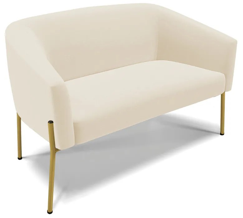 Namoradeira e 2 Poltronas Pé de Ferro Dourado Stella Linho Bege D03 - D'Rossi