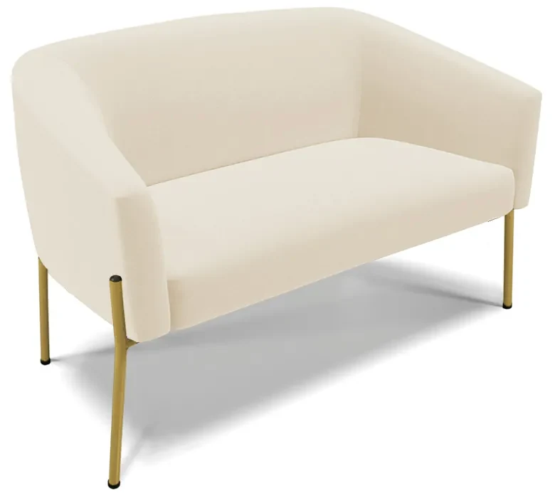 Namoradeira e 2 Poltronas Pé de Ferro Dourado Stella Linho Bege D03 - D'Rossi